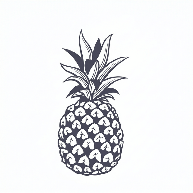 The artwork features a minimal detailed pineapple.