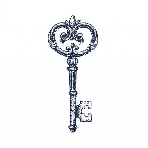 Engraving key temporary tattoo design