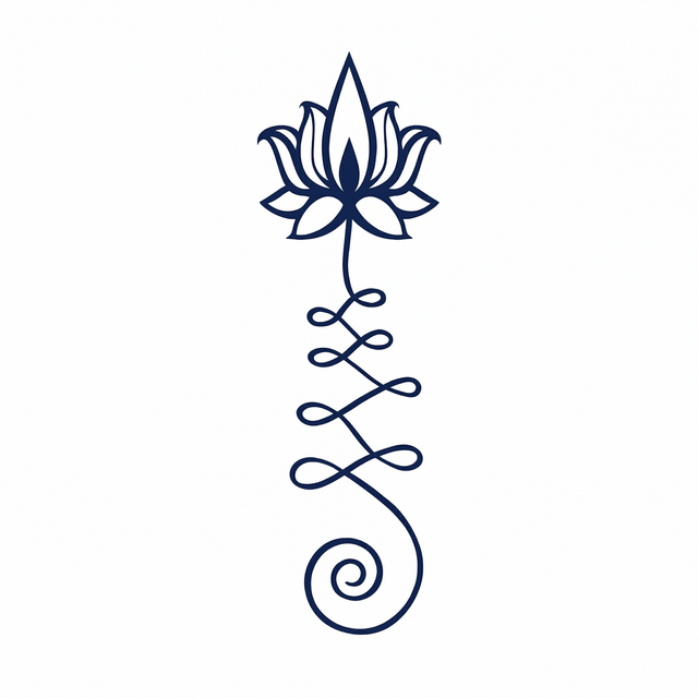 The artwork features lotus unalome.