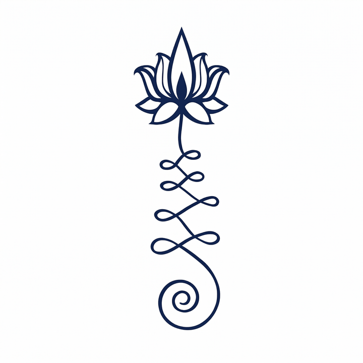 The artwork features lotus unalome.