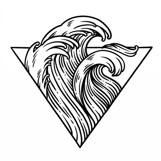 Geometric ocean wave temporary tattoo design