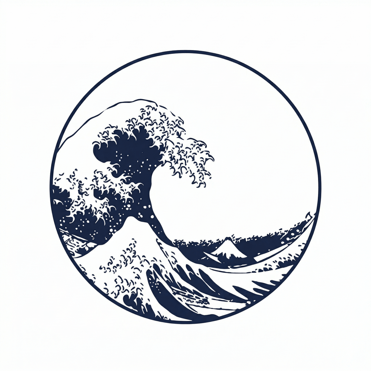 Illustrative ocean wave temporary tattoo design