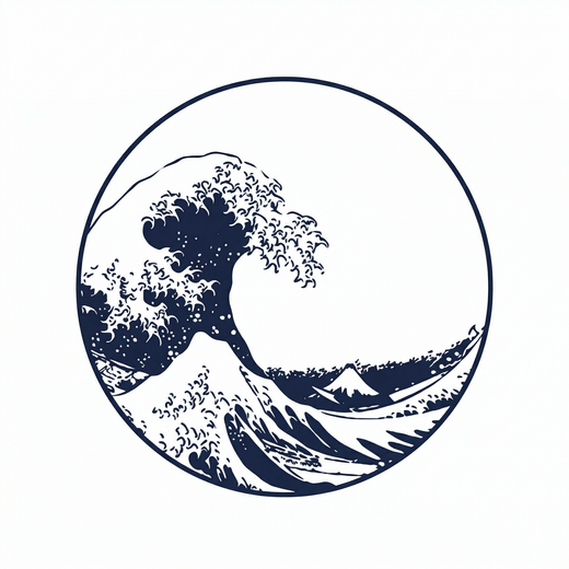 Illustrative ocean wave temporary tattoo design