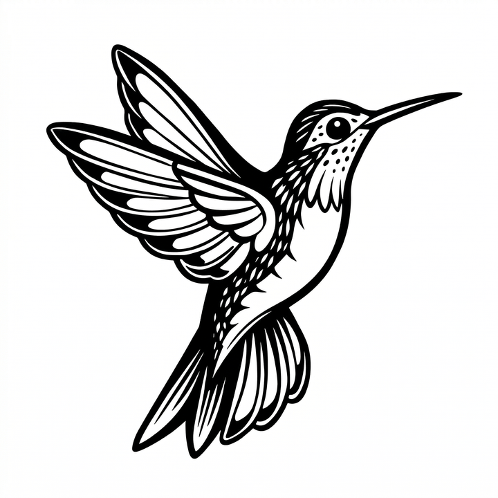 The artwork features a flying hummingbird.