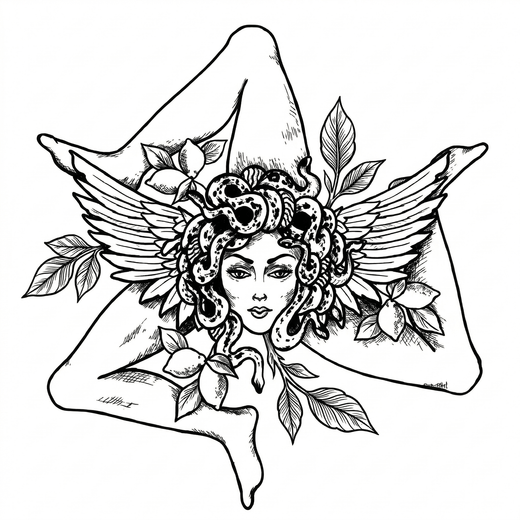 Illustrative woman temporary tattoo design