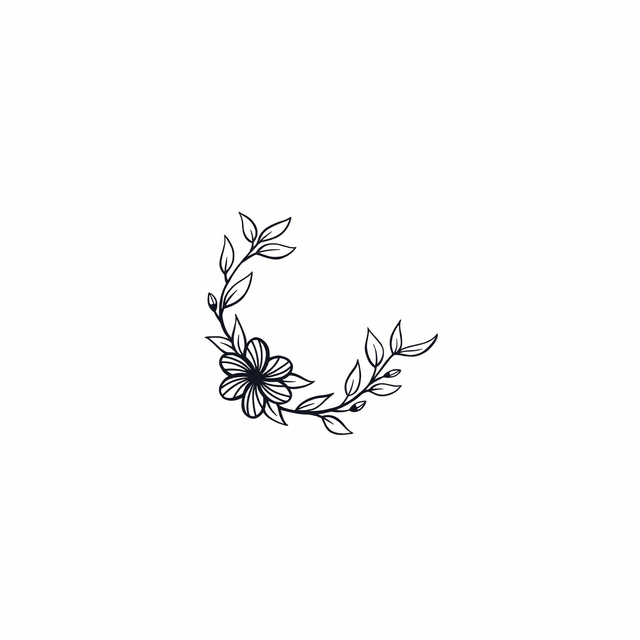 The artwork features a floral crescent branch.