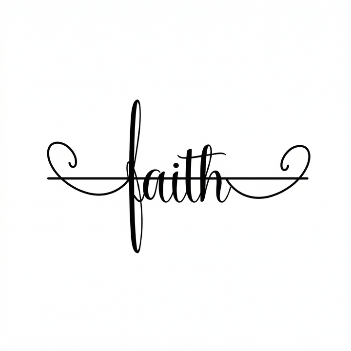 Temporary tattoo reading “faith” in single-line script