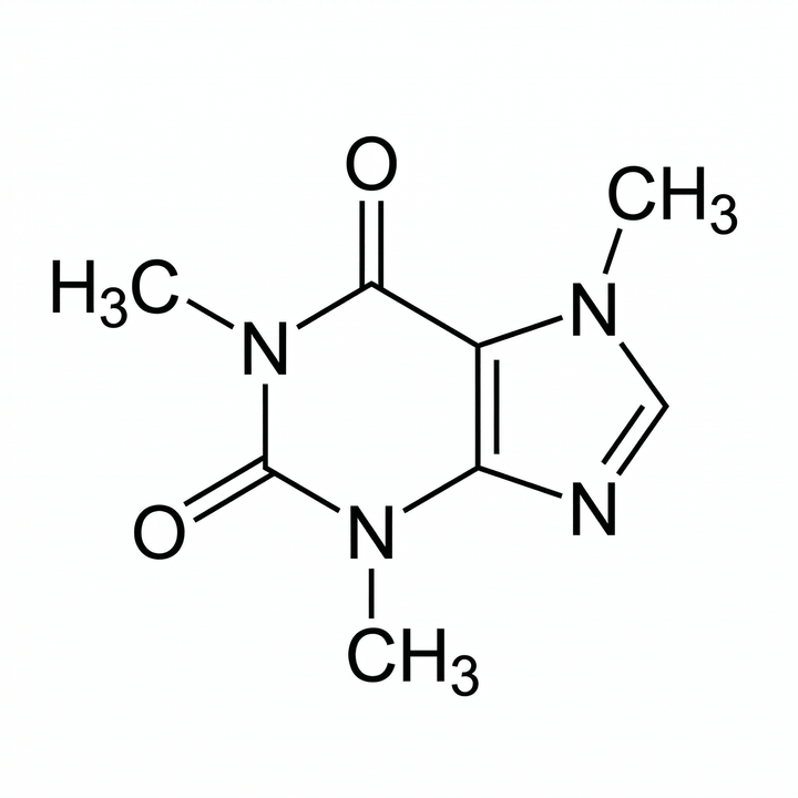 The artwork features a caffeine molecule.
