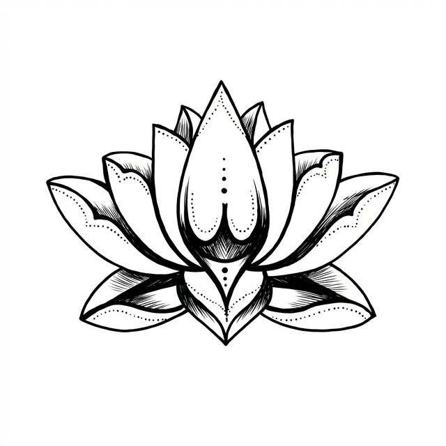 The artwork features layered lotus flower.