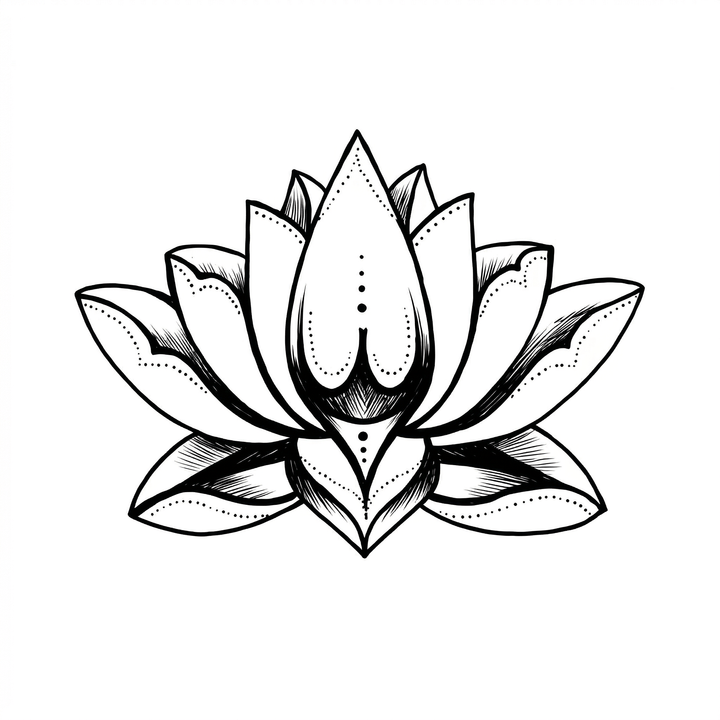 The artwork features layered lotus flower.