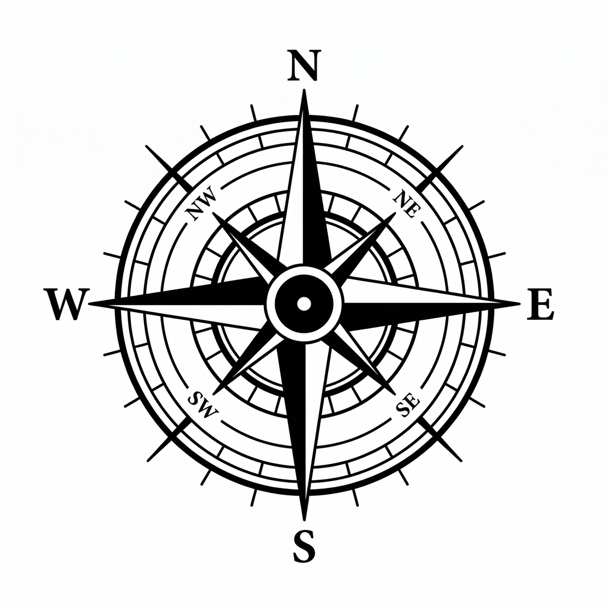 Engraving compass temporary tattoo design