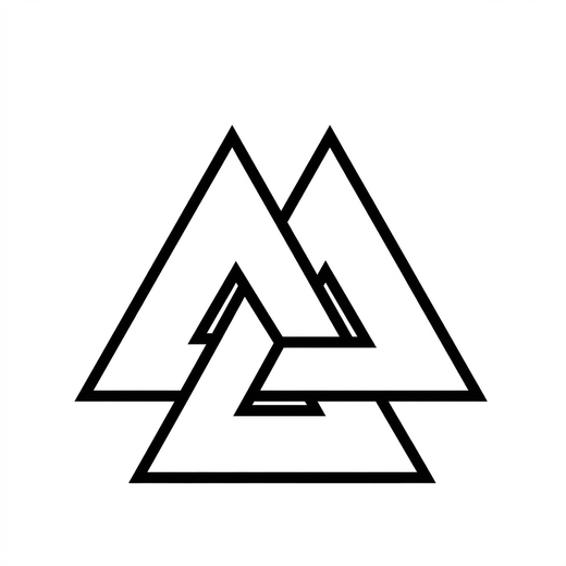 Three hollow triangles interlock to form a geometric knot; the visible structure is recorded without assigning a Nordic or Valknut cultural label.