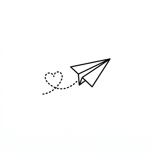 The artwork features a paper airplane heart trail.