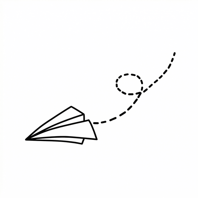 The artwork features a paper airplane loop.