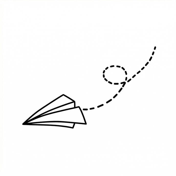 The artwork features a paper airplane loop.
