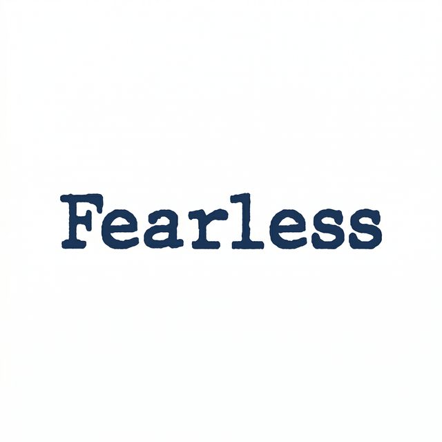 The word “Fearless” is set in a bold typewriter-style serif face with a capital F.