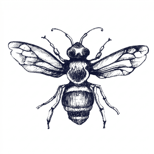 Engraving bee temporary tattoo design