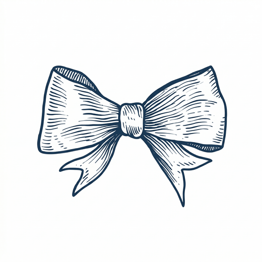 The artwork features an engraving engraved ribbon bow.
