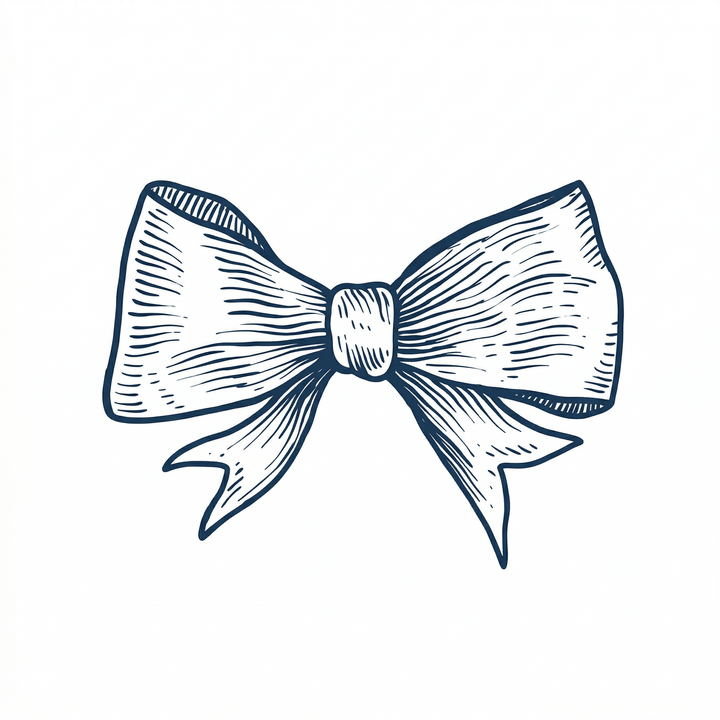The artwork features an engraving engraved ribbon bow.