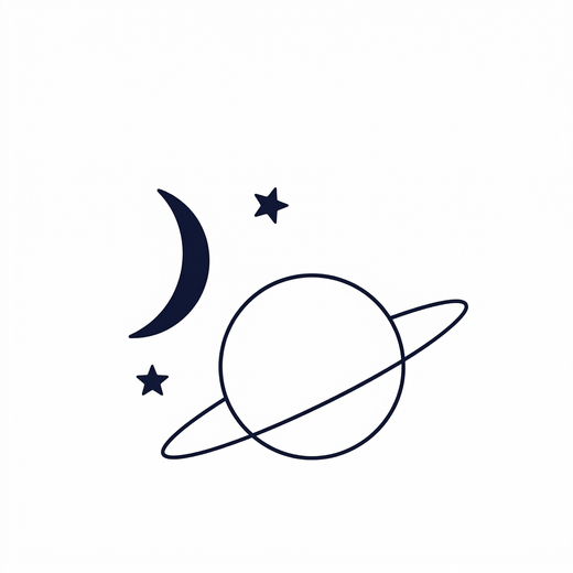 The artwork features saturn moon and stars.