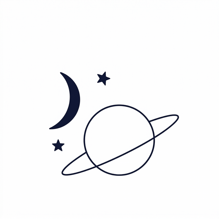 The artwork features saturn moon and stars.