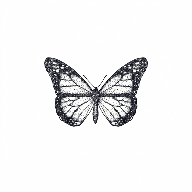 The artwork features a realistic butterfly.
