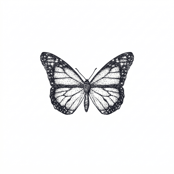 The artwork features a realistic butterfly.