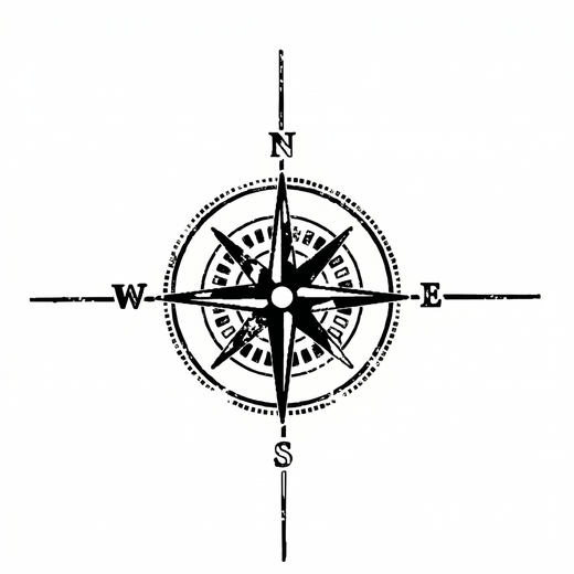 Engraving compass temporary tattoo design