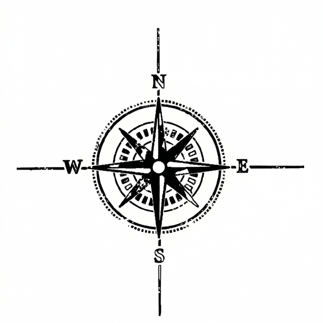 The artwork features a vintage compass.