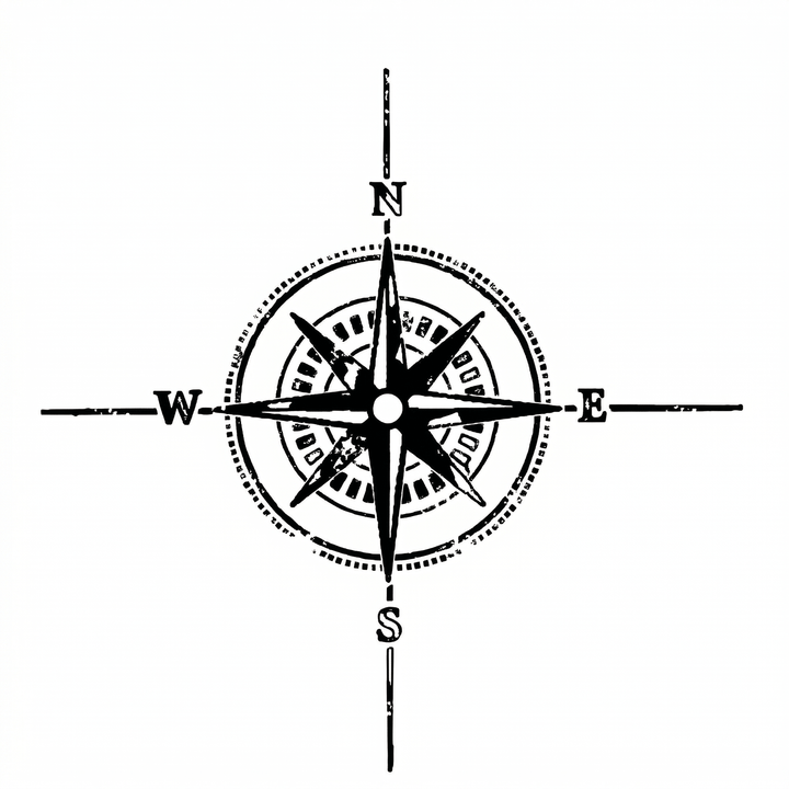 The artwork features a vintage compass.
