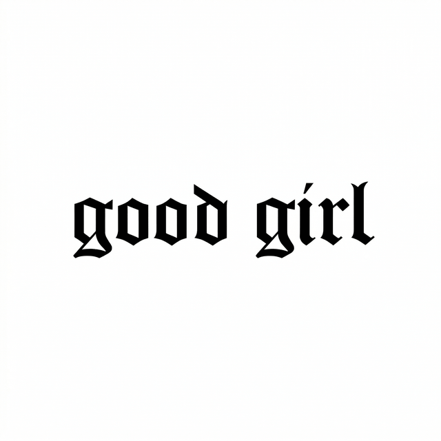 The lowercase phrase “good girl” is rendered in heavy gothic blackletter.