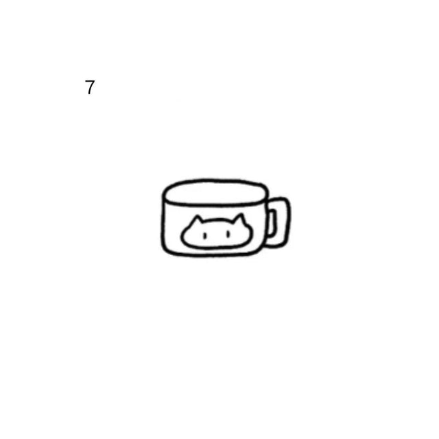 minimal doodle temporary tattoo featuring cat mug