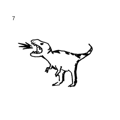 rough ink doodle temporary tattoo featuring tyrannosaurus