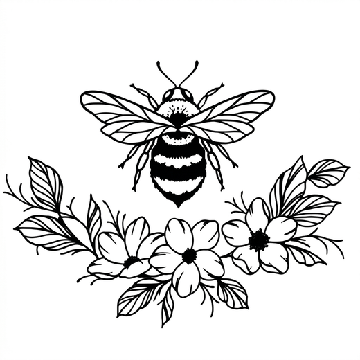 Illustrative bee temporary tattoo design