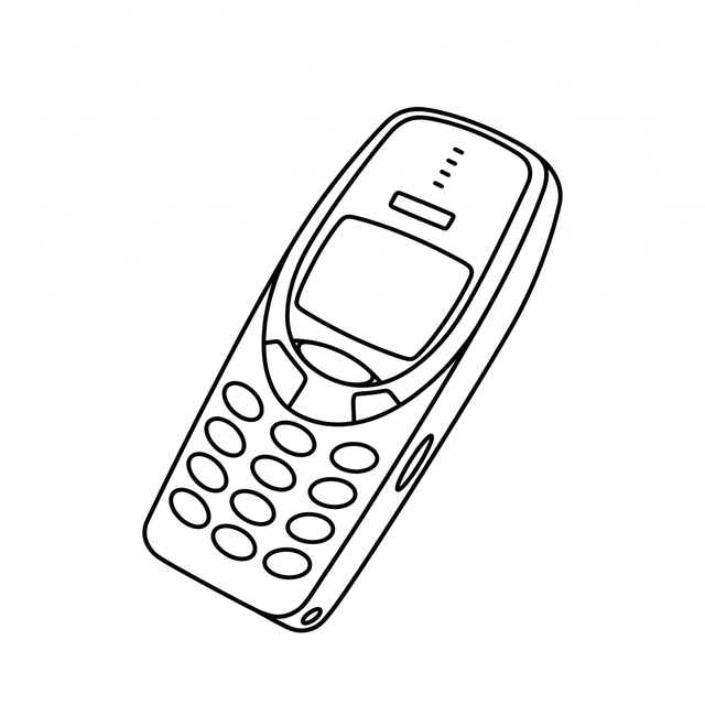 The artwork features a vintage retro mobile phone.