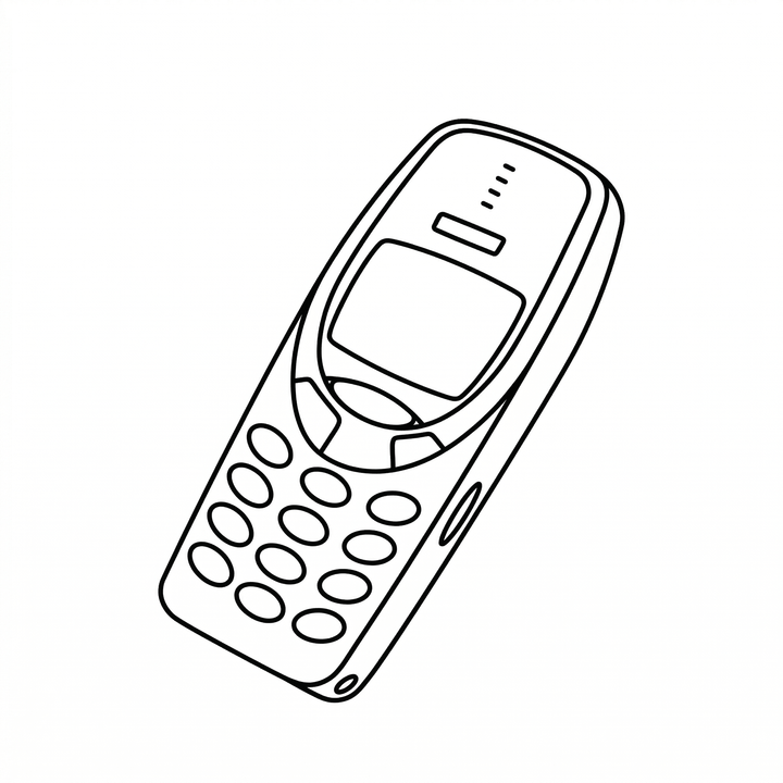 The artwork features a vintage retro mobile phone.