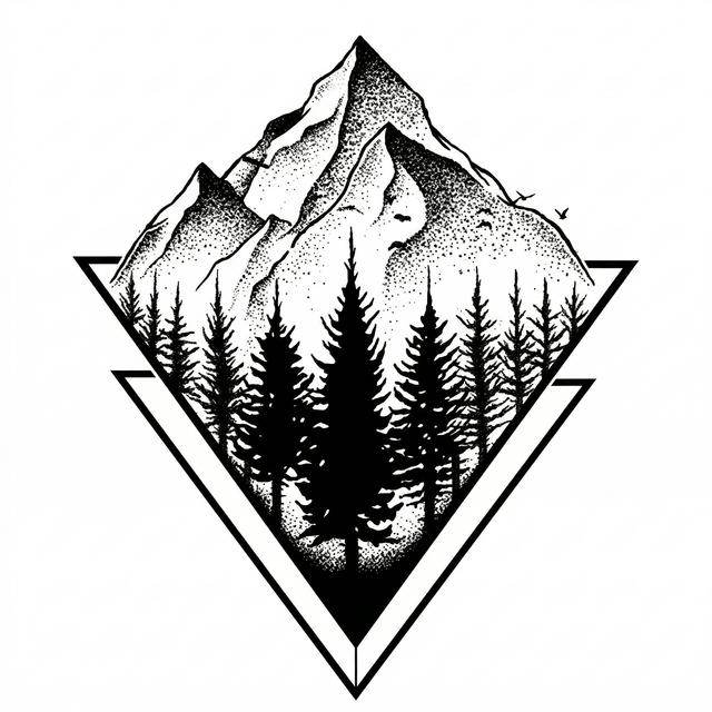 The artwork features a mountain forest triangle.