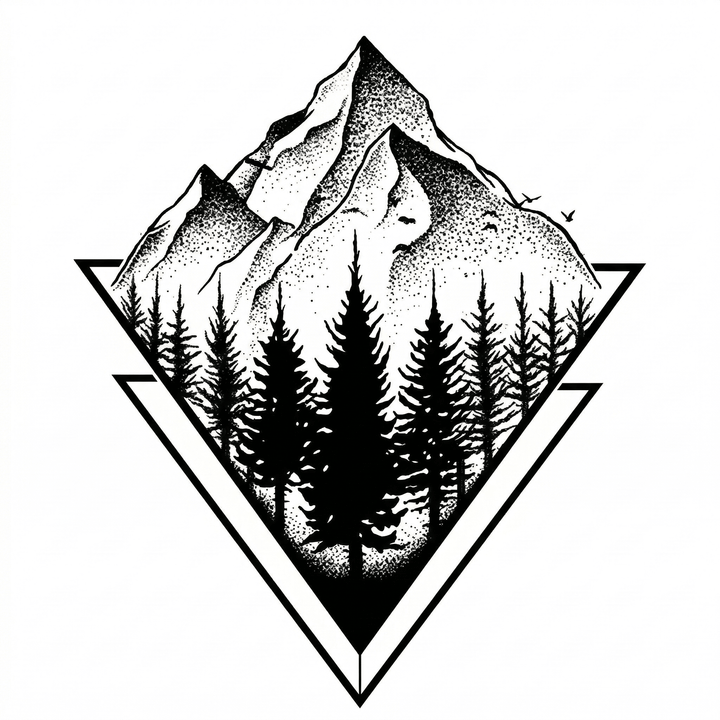 The artwork features a mountain forest triangle.