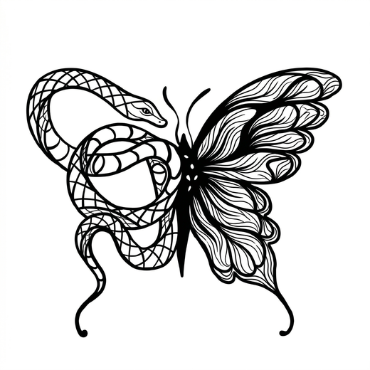 Illustrative snake temporary tattoo design