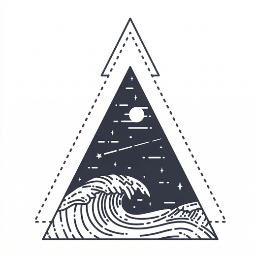 Geometric ocean wave temporary tattoo design