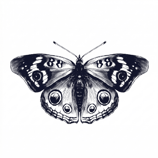 The artwork features a realistic eye-spotted moth.