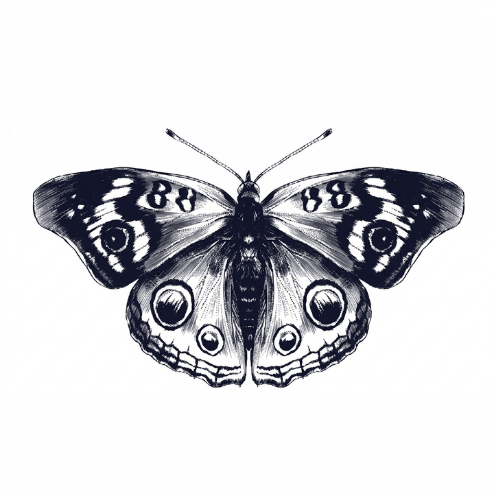The artwork features a realistic eye-spotted moth.