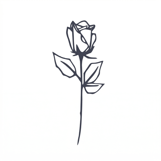 The artwork features a geometric rose.