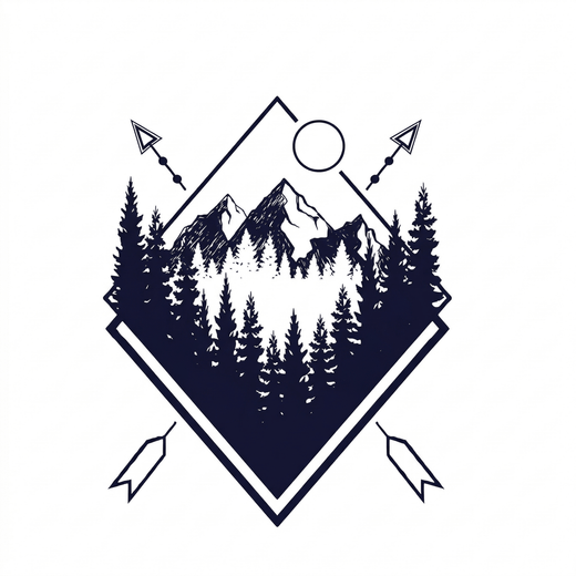 Geometric mountain temporary tattoo design