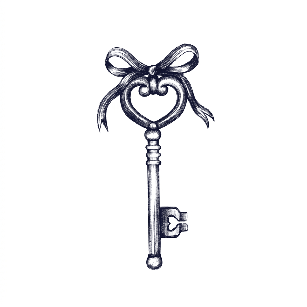 Engraving key temporary tattoo design