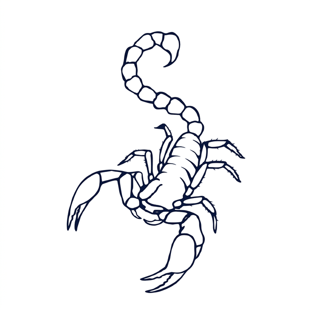 The artwork features a minimal linework scorpion.