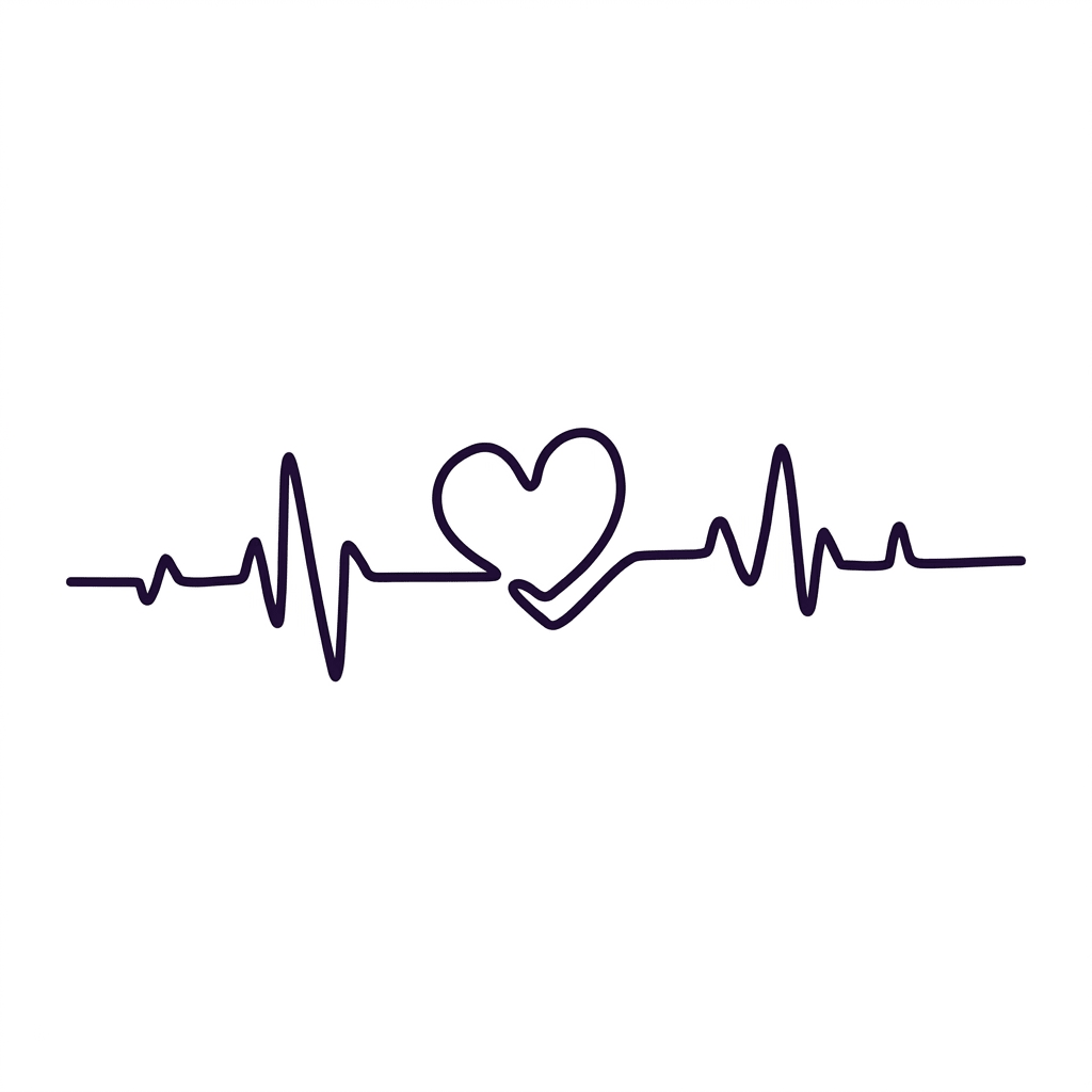 Minimal heartbeat temporary tattoo design