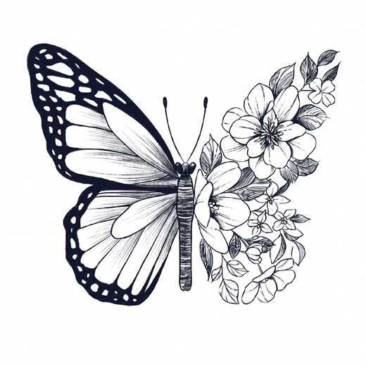 Illustrative butterfly temporary tattoo design