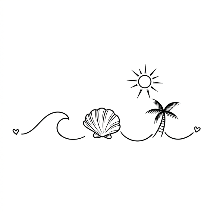Minimal ocean wave temporary tattoo design