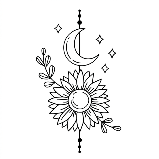 Illustrative moon temporary tattoo design